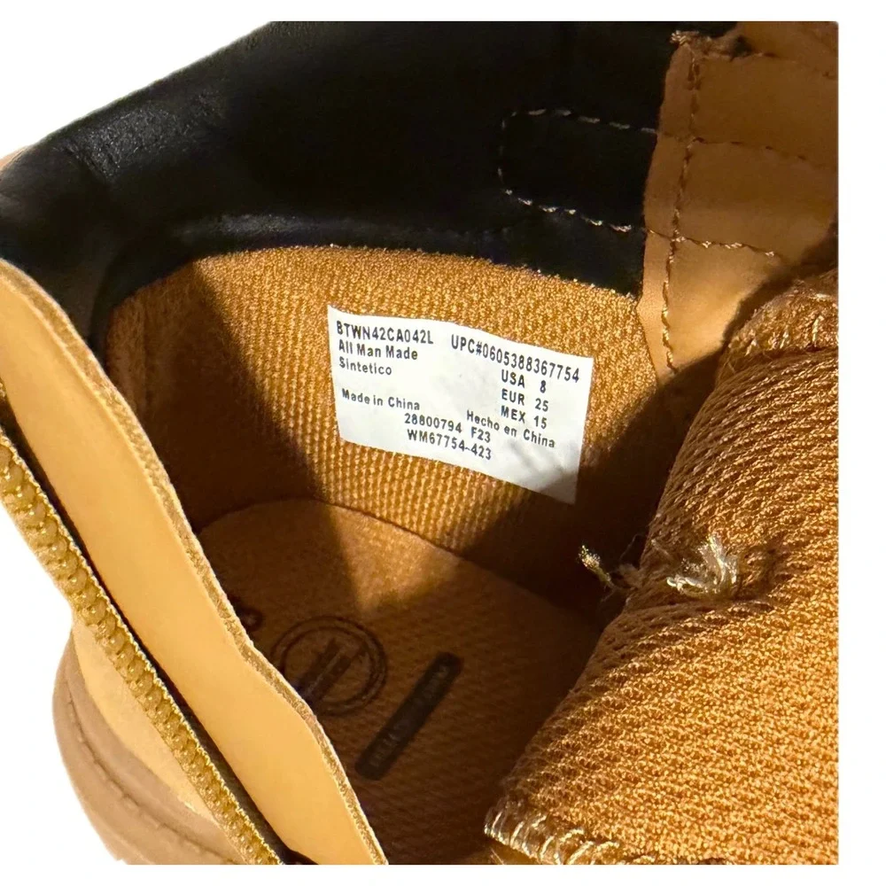 Wonder Nation Kids Tan Work Boots Memory Foam Side Zip WM67754-423 Size 8